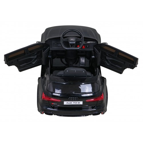 Audi RS 6 Dětské elektrické auto černé + dálkové ovládání + Kola EVA + pomalý start + Audio LED