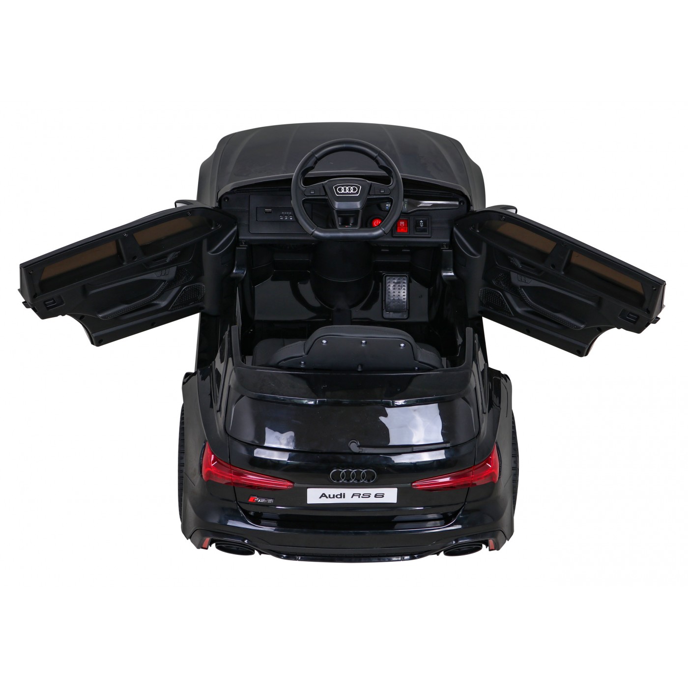Audi RS 6 Dětské elektrické auto černé + dálkové ovládání + Kola EVA + pomalý start + Audio LED
