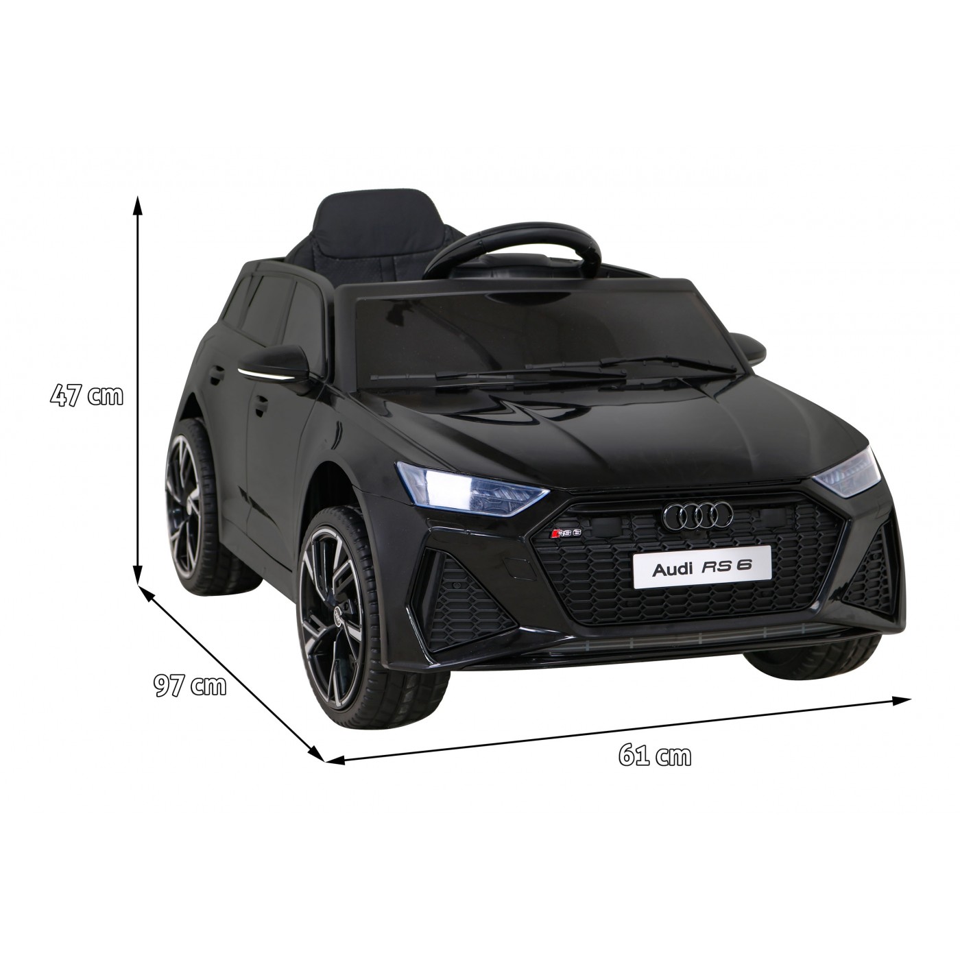 Audi RS 6 Dětské elektrické auto černé + dálkové ovládání + Kola EVA + pomalý start + Audio LED