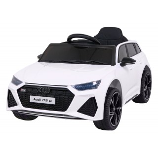 Audi RS 6 Dětské elektrické auto bílé + dálkové ovládání + Kola EVA + pomalý start + Audio LED