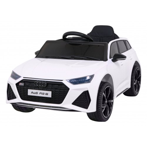 Audi RS 6 Dětské elektrické auto bílé + dálkové ovládání + Kola EVA + pomalý start + Audio LED