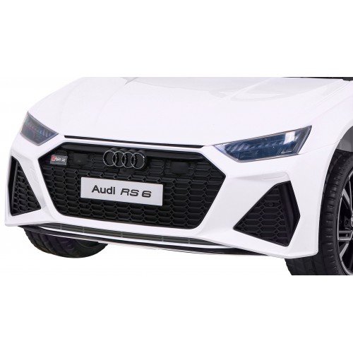 Audi RS 6 Dětské elektrické auto bílé + dálkové ovládání + Kola EVA + pomalý start + Audio LED