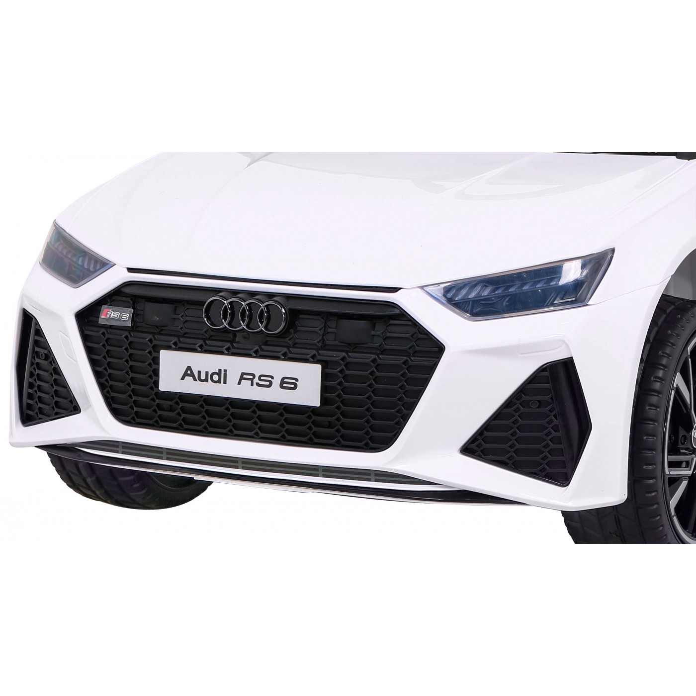 Audi RS 6 Dětské elektrické auto bílé + dálkové ovládání + Kola EVA + pomalý start + Audio LED