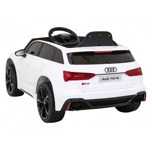 Audi RS 6 Dětské elektrické auto bílé + dálkové ovládání + Kola EVA + pomalý start + Audio LED