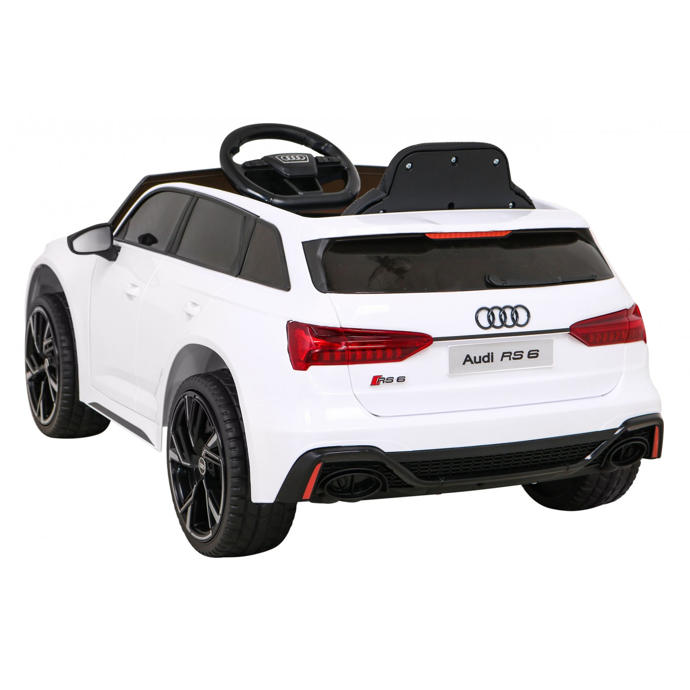 Audi RS 6 Dětské elektrické auto bílé + dálkové ovládání + Kola EVA + pomalý start + Audio LED