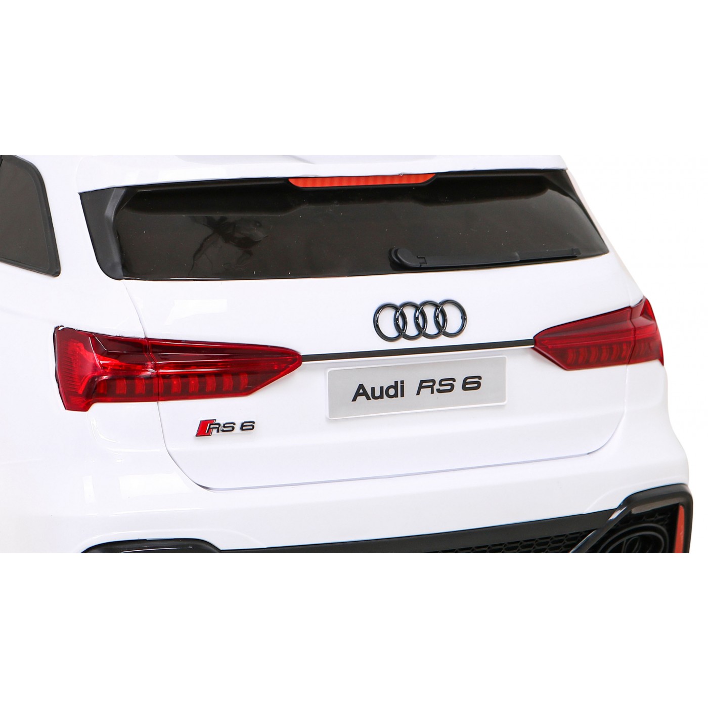 Audi RS 6 Dětské elektrické auto bílé + dálkové ovládání + Kola EVA + pomalý start + Audio LED