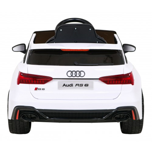 Audi RS 6 Dětské elektrické auto bílé + dálkové ovládání + Kola EVA + pomalý start + Audio LED