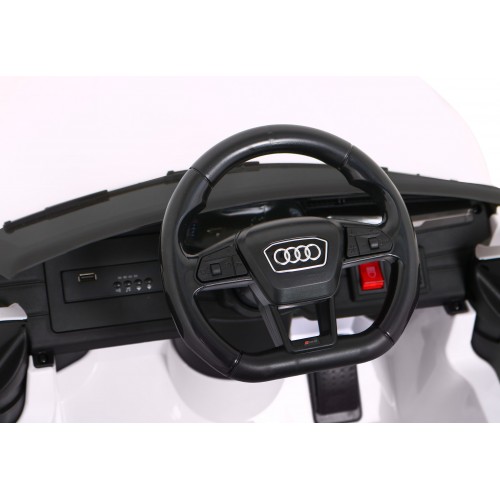 Audi RS 6 Dětské elektrické auto bílé + dálkové ovládání + Kola EVA + pomalý start + Audio LED