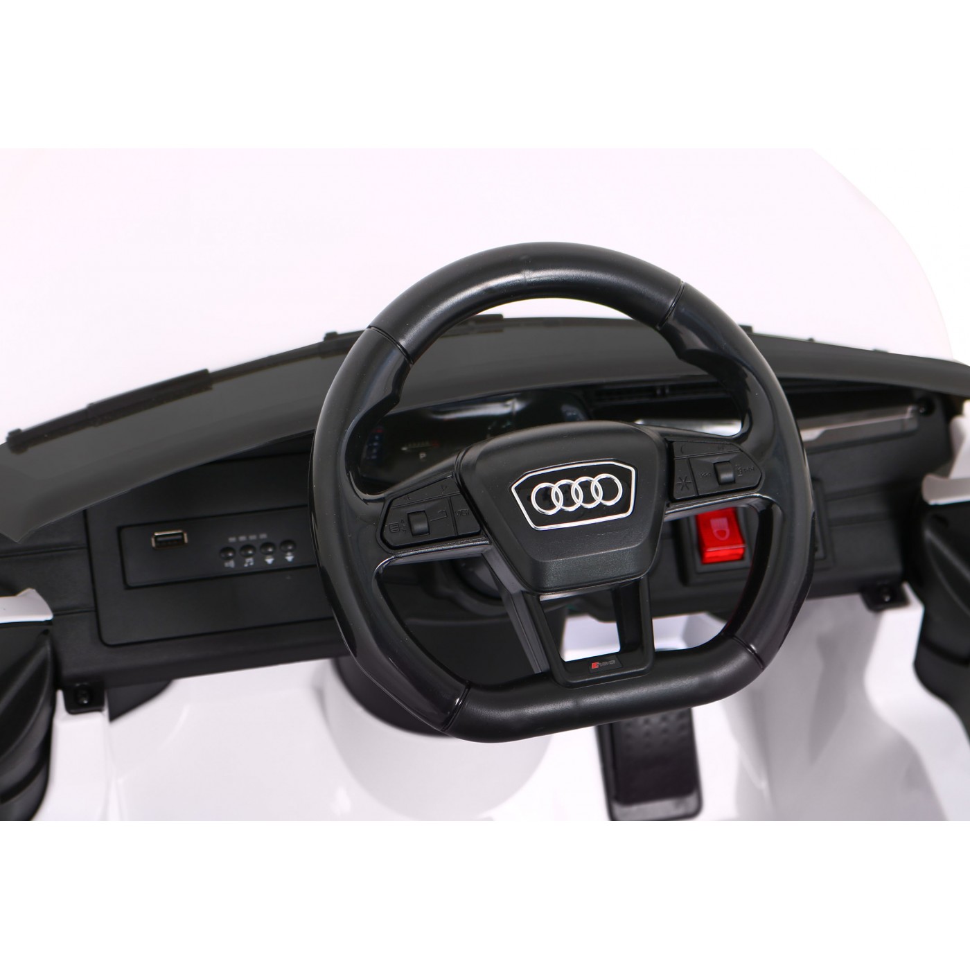 Audi RS 6 Dětské elektrické auto bílé + dálkové ovládání + Kola EVA + pomalý start + Audio LED