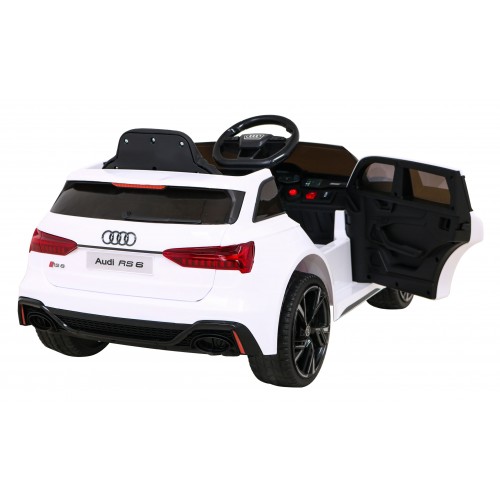 Audi RS 6 Dětské elektrické auto bílé + dálkové ovládání + Kola EVA + pomalý start + Audio LED