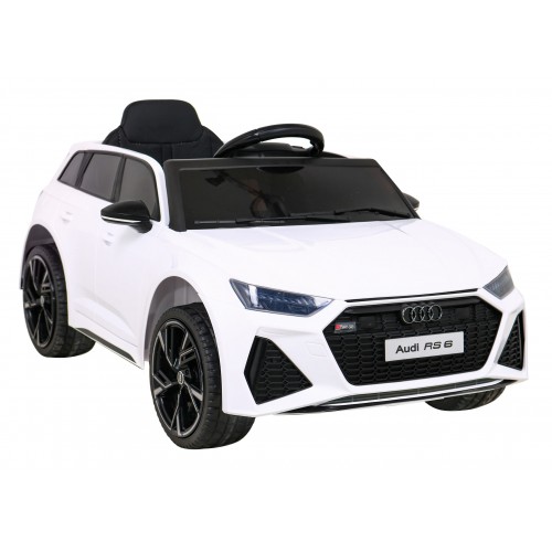 Audi RS 6 Dětské elektrické auto bílé + dálkové ovládání + Kola EVA + pomalý start + Audio LED