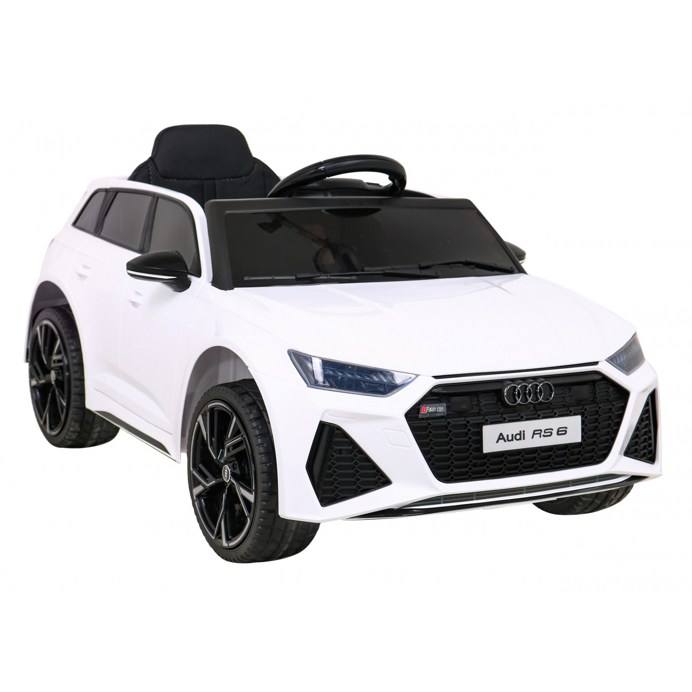 Audi RS 6 Dětské elektrické auto bílé + dálkové ovládání + Kola EVA + pomalý start + Audio LED