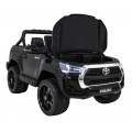 Dětská baterie Toyota Hilux černá + 4x4 + dálkové ovládání + 2 nosiče zavazadel + MP3 rádio + LED