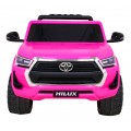 Dětská baterie Toyota Hilux napájená růžovou barvou + pohon 4x4 + dálkové ovládání + 2 nosiče zavazadel + MP3 rádio + LED
