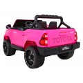 Dětská baterie Toyota Hilux napájená růžovou barvou + pohon 4x4 + dálkové ovládání + 2 nosiče zavazadel + MP3 rádio + LED