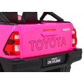 Dětská baterie Toyota Hilux napájená růžovou barvou + pohon 4x4 + dálkové ovládání + 2 nosiče zavazadel + MP3 rádio + LED