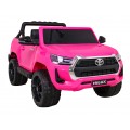 Dětská baterie Toyota Hilux napájená růžovou barvou + pohon 4x4 + dálkové ovládání + 2 nosiče zavazadel + MP3 rádio + LED