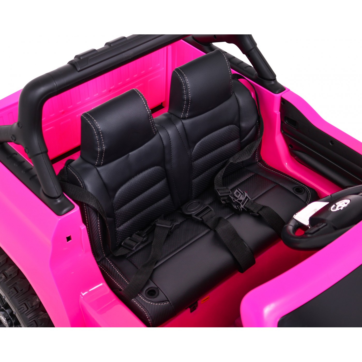 Dětská baterie Toyota Hilux napájená růžovou barvou + pohon 4x4 + dálkové ovládání + 2 nosiče zavazadel + MP3 rádio + LED