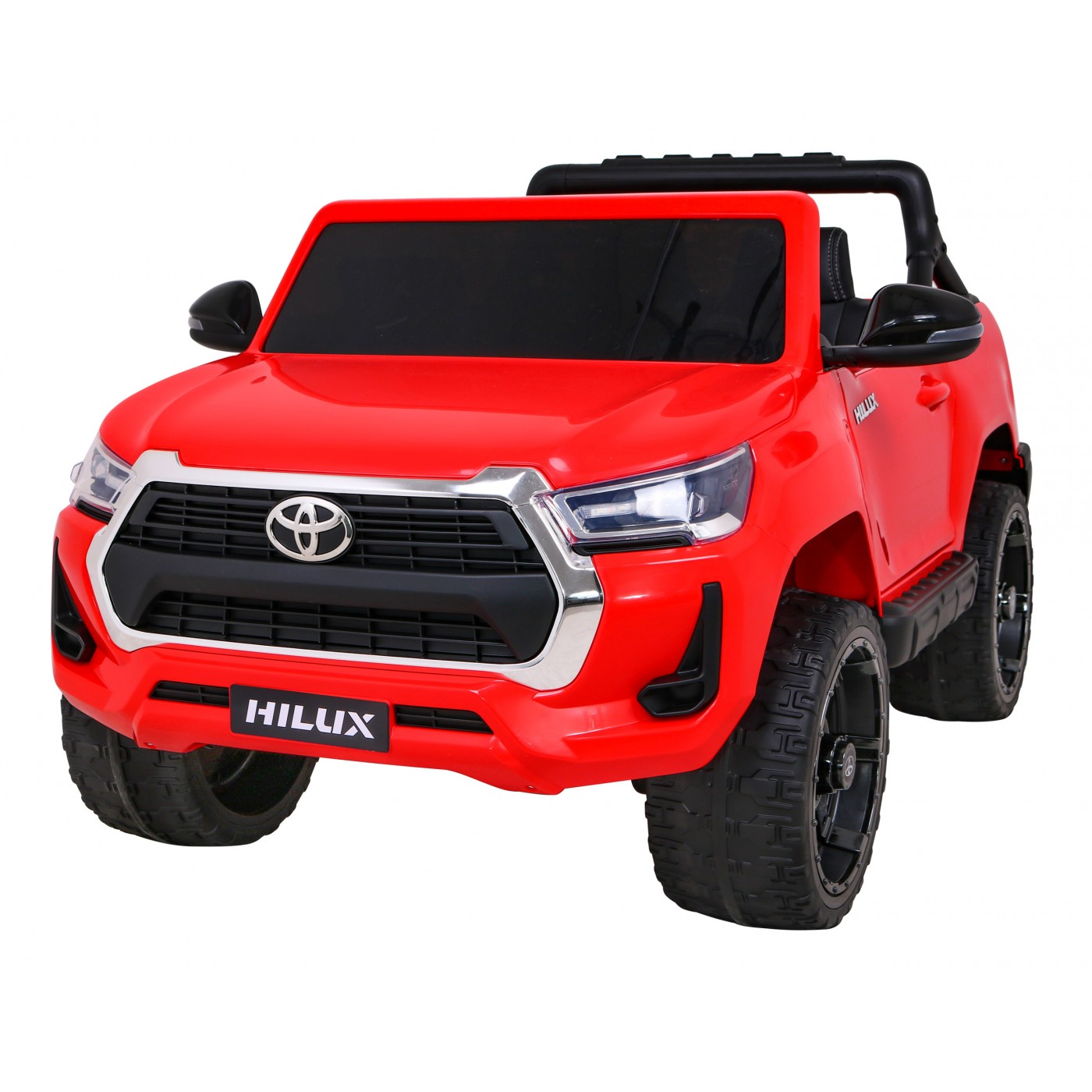 Toyota Hilux Dětská baterie Powečervená červená + 4x4 Drive + dálkové ovládání + 2 zavazadlové regály + MP3 rádio + LED