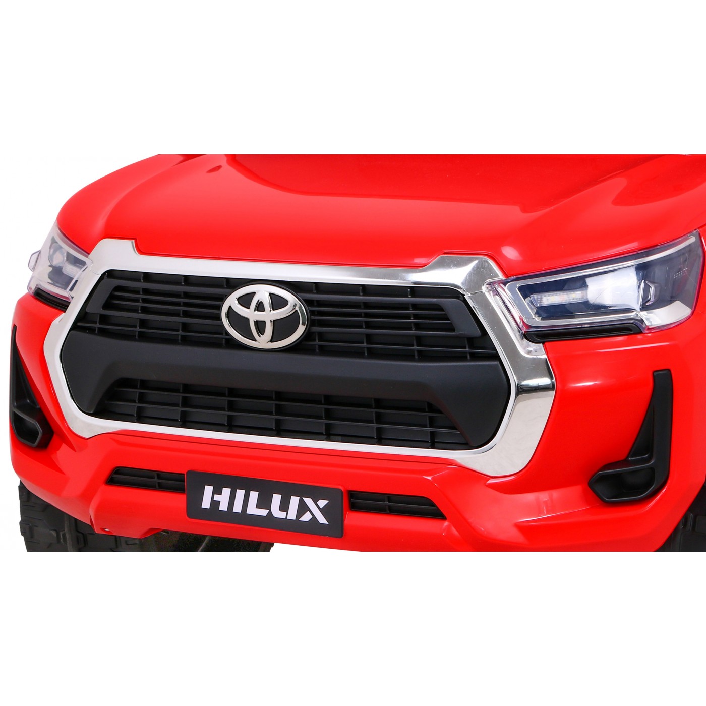 Toyota Hilux Dětská baterie Powečervená červená + 4x4 Drive + dálkové ovládání + 2 zavazadlové regály + MP3 rádio + LED