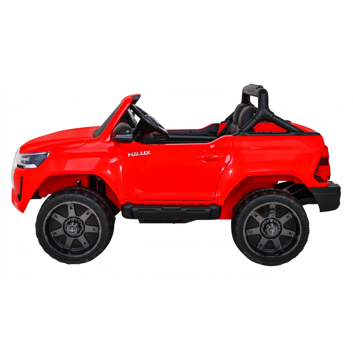 Toyota Hilux Dětská baterie Powečervená červená + 4x4 Drive + dálkové ovládání + 2 zavazadlové regály + MP3 rádio + LED