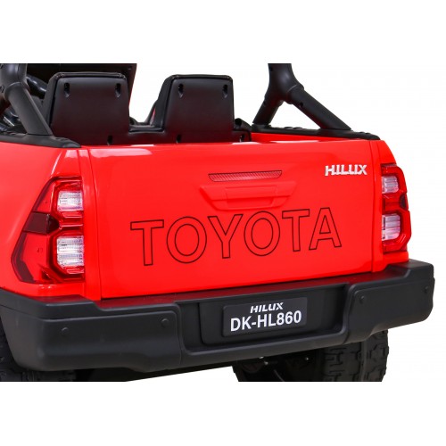 Toyota Hilux Dětská baterie Powečervená červená + 4x4 Drive + dálkové ovládání + 2 zavazadlové regály + MP3 rádio + LED