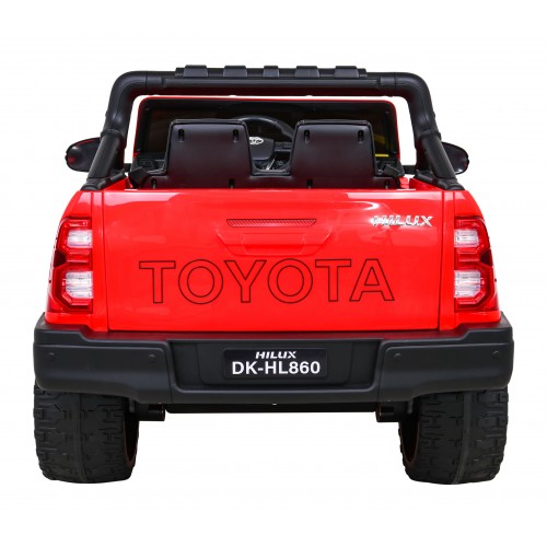 Toyota Hilux Dětská baterie Powečervená červená + 4x4 Drive + dálkové ovládání + 2 zavazadlové regály + MP3 rádio + LED