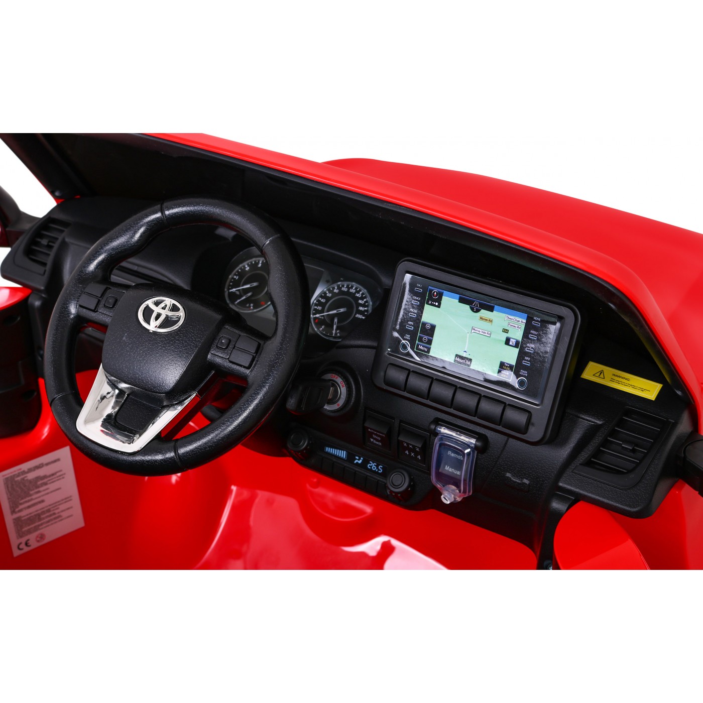 Toyota Hilux Dětská baterie Powečervená červená + 4x4 Drive + dálkové ovládání + 2 zavazadlové regály + MP3 rádio + LED