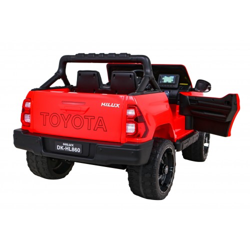 Toyota Hilux Dětská baterie Powečervená červená + 4x4 Drive + dálkové ovládání + 2 zavazadlové regály + MP3 rádio + LED