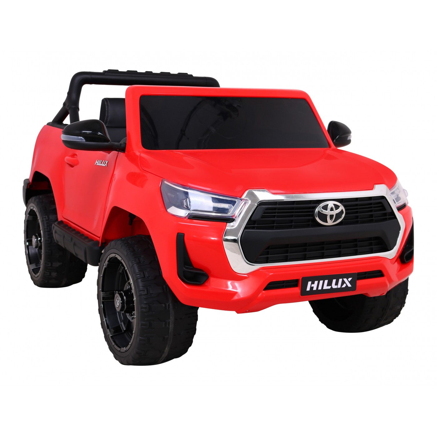 Toyota Hilux Dětská baterie Powečervená červená + 4x4 Drive + dálkové ovládání + 2 zavazadlové regály + MP3 rádio + LED