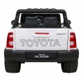 Bílá dětská baterie Toyota Hilux + 4x4 + dálkové ovládání + 2 nosiče zavazadel + MP3 rádio + LED