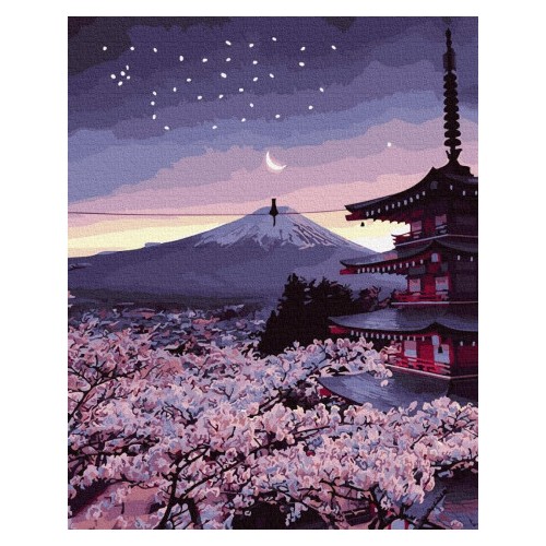 Malba podle čísel Večer v Japonsku 40x50 Plátno + Barvy + Štětce