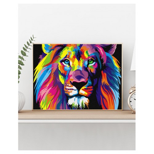 Malování podle čísel Duhový lev 40x50 Plátno + Barvy + Štětce