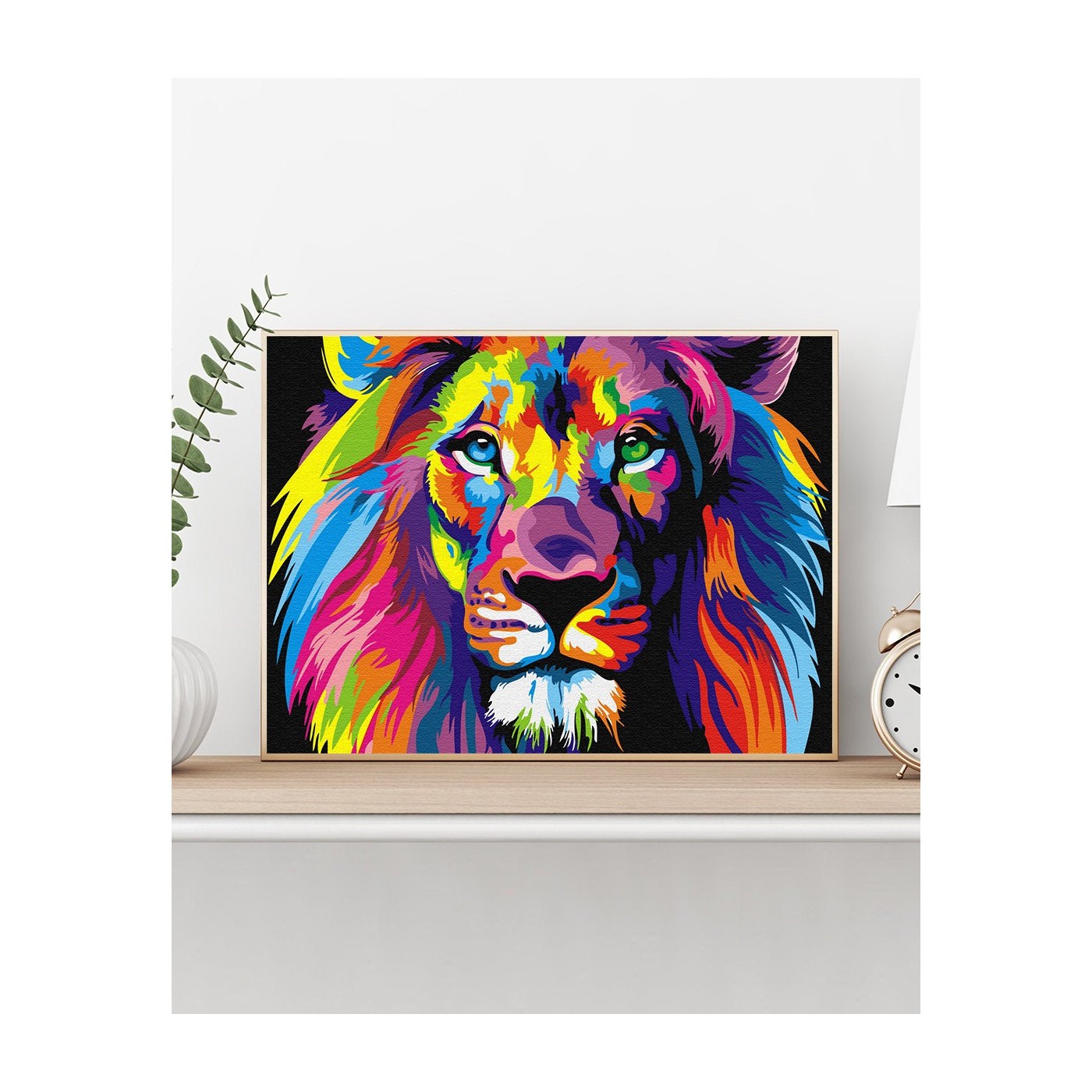 Malování podle čísel Duhový lev 40x50 Plátno + Barvy + Štětce