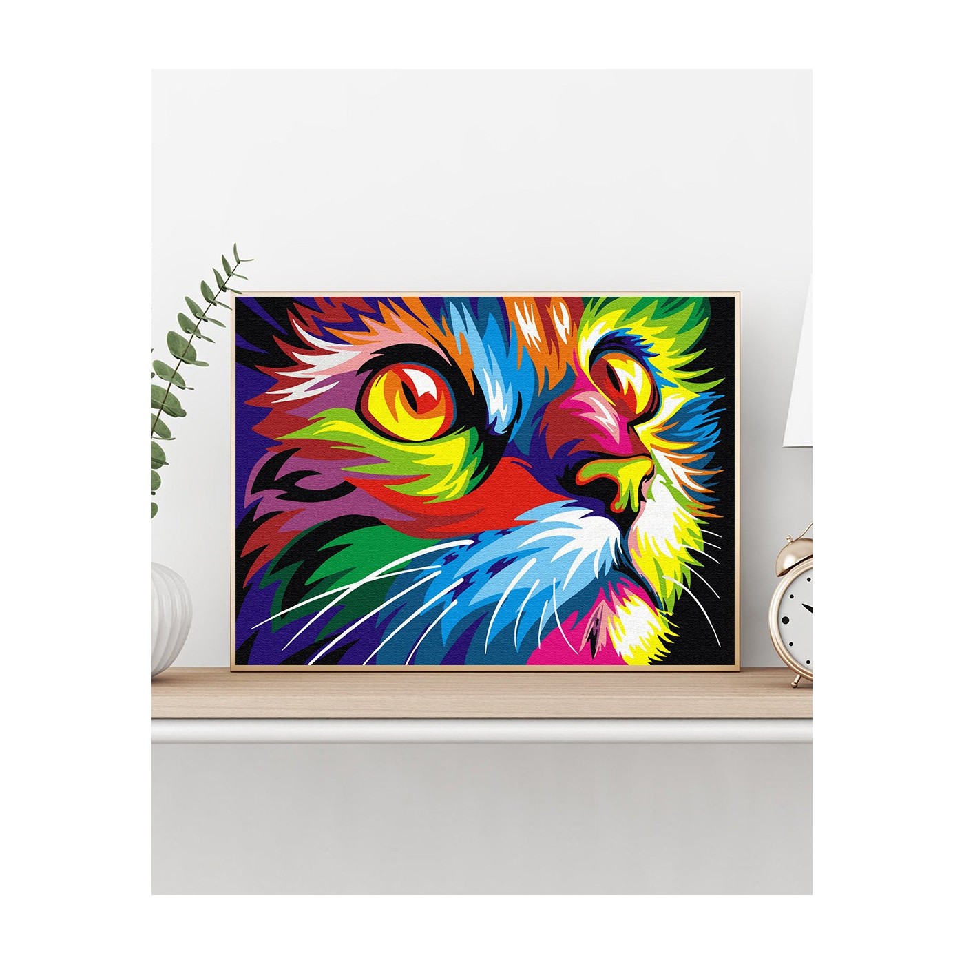 Malování podle čísel Duhová kočka 40x50 Plátno + Barvy + Štětce