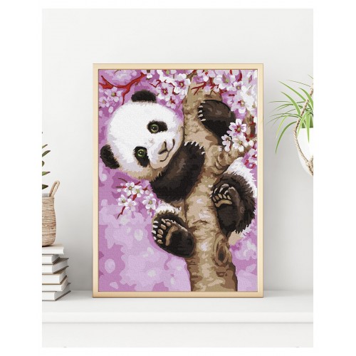Malba podle čísel Hravá Panda 30x50 Plátno + Barvy + Pedzle