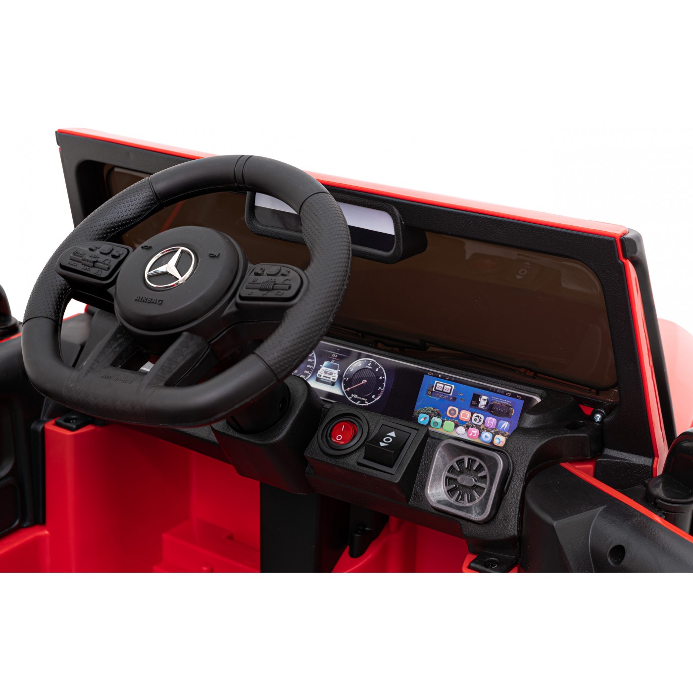 Mercedes AMG G63 Dětský červený dálkový MP3 LED pomalý start EVA PÁSY