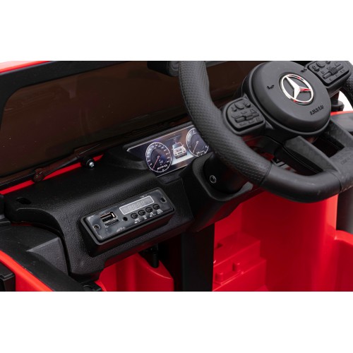Mercedes AMG G63 Dětský červený dálkový MP3 LED pomalý start EVA PÁSY