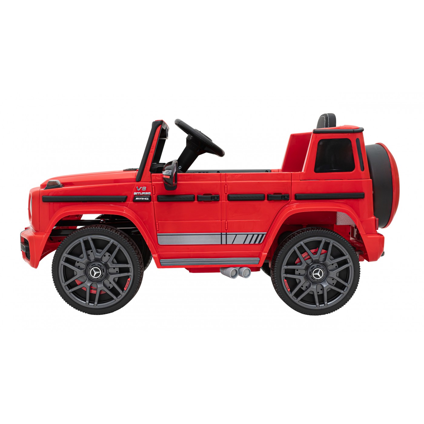 Mercedes AMG G63 Dětský červený dálkový MP3 LED pomalý start EVA PÁSY
