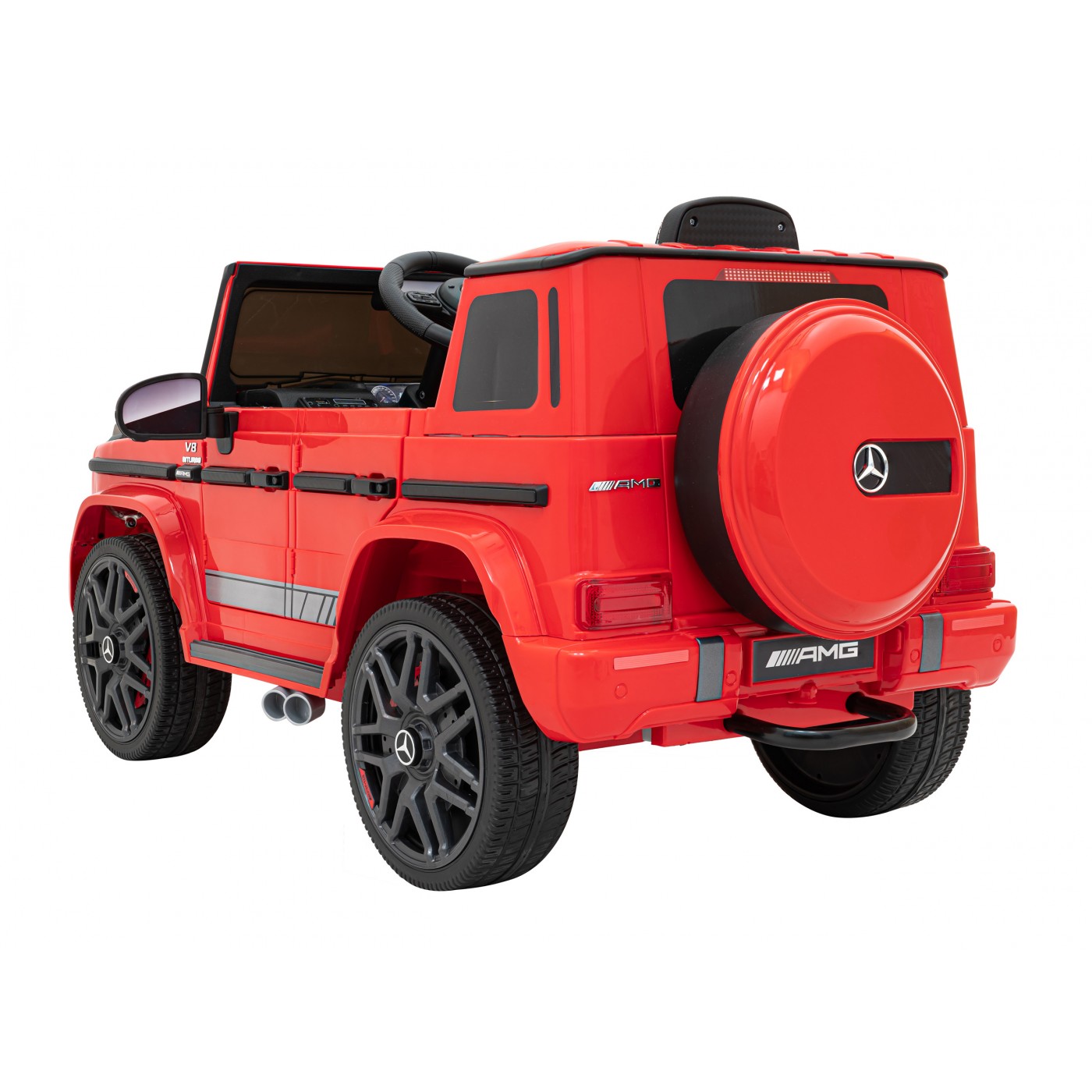 Mercedes AMG G63 Dětský červený dálkový MP3 LED pomalý start EVA PÁSY