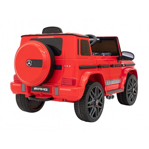 Mercedes AMG G63 Dětský červený dálkový MP3 LED pomalý start EVA PÁSY