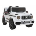 Mercedes AMG G63 Dětský bílý dálkový MP3 LED pomalý start EVA PÁSY