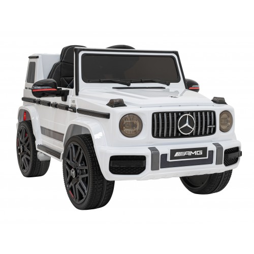 Mercedes AMG G63 Dětský bílý dálkový MP3 LED pomalý start EVA PÁSY