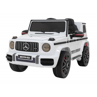 Mercedes AMG G63 Dětský bílý dálkový MP3 LED pomalý start EVA PÁSY
