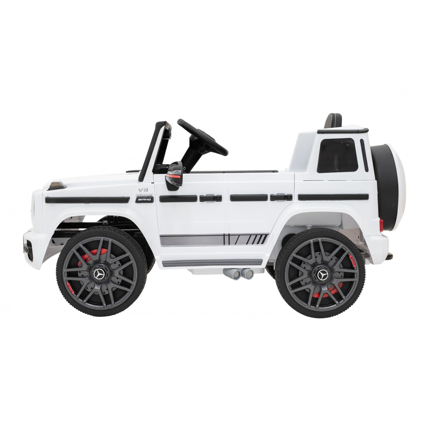 Mercedes AMG G63 Dětský bílý dálkový MP3 LED pomalý start EVA PÁSY