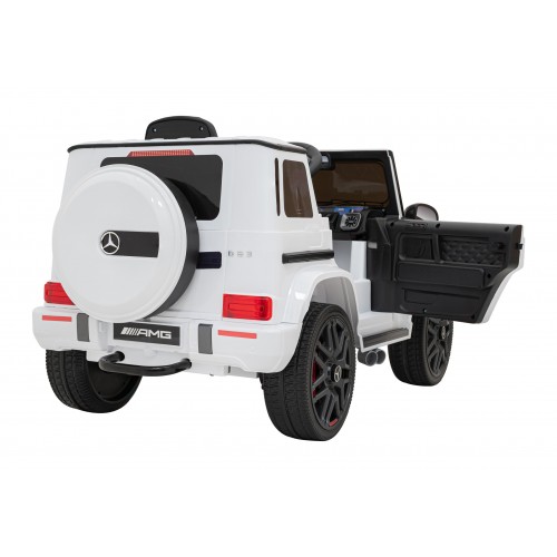 Mercedes AMG G63 Dětský bílý dálkový MP3 LED pomalý start EVA PÁSY