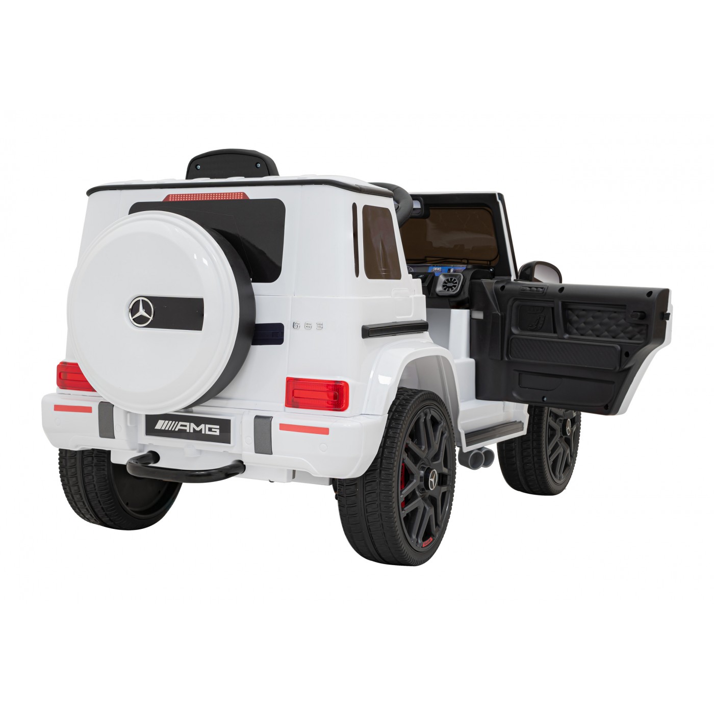 Mercedes AMG G63 Dětský bílý dálkový MP3 LED pomalý start EVA PÁSY