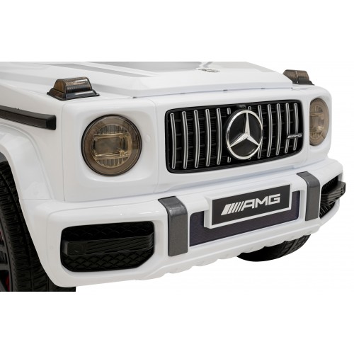 Mercedes AMG G63 Dětský bílý dálkový MP3 LED pomalý start EVA PÁSY