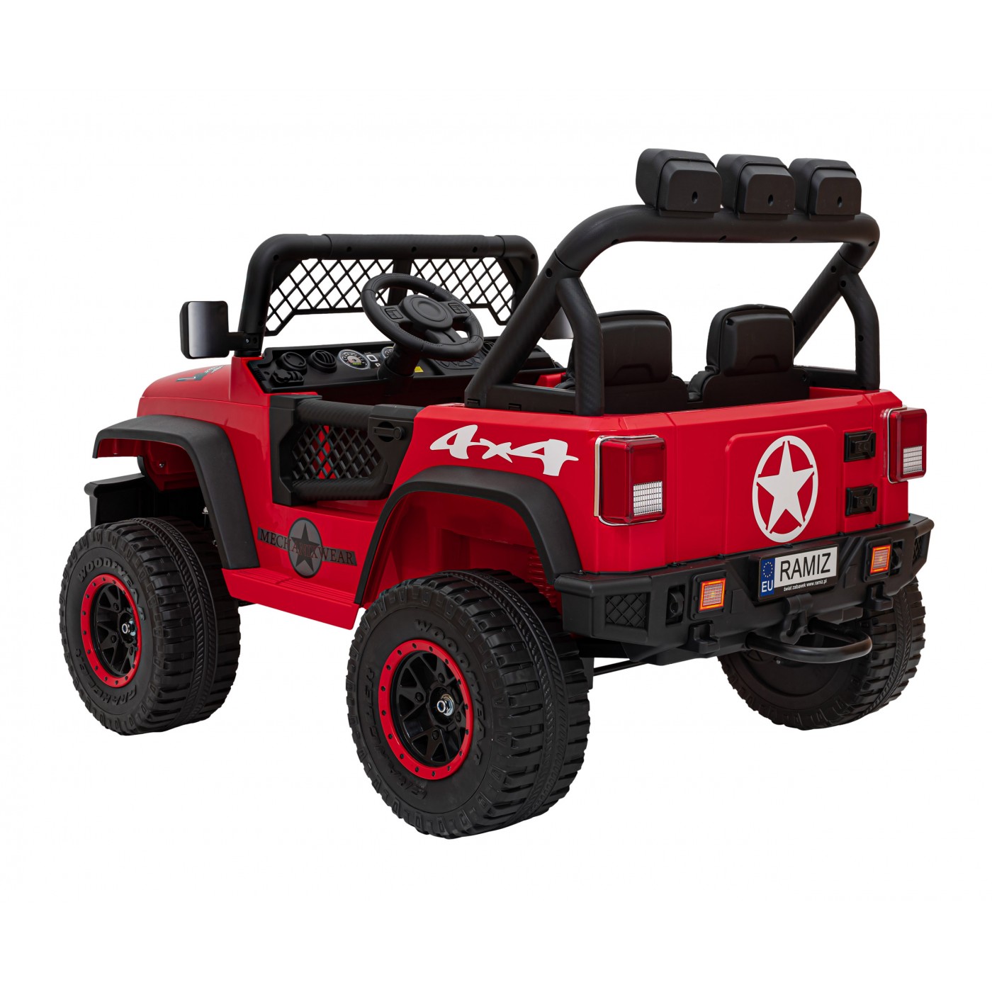 Geoland Power Off-Road auto pro 2 děti červené dálkové 2x200W motory kufr MP3 rádio LED