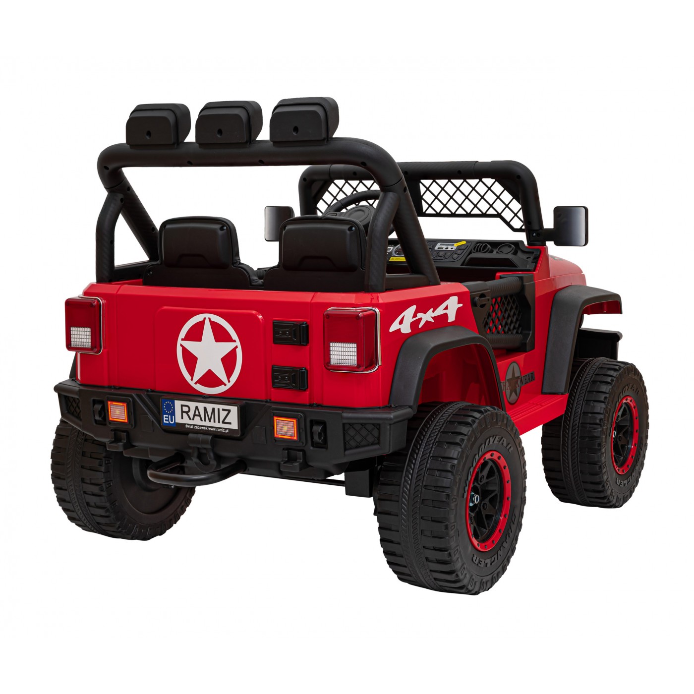 Geoland Power Off-Road auto pro 2 děti červené dálkové 2x200W motory kufr MP3 rádio LED